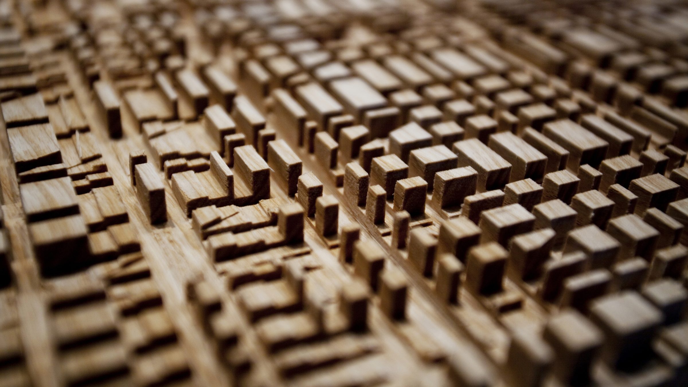 Detail of the grooves in the reclaimed sacrificial panel of City