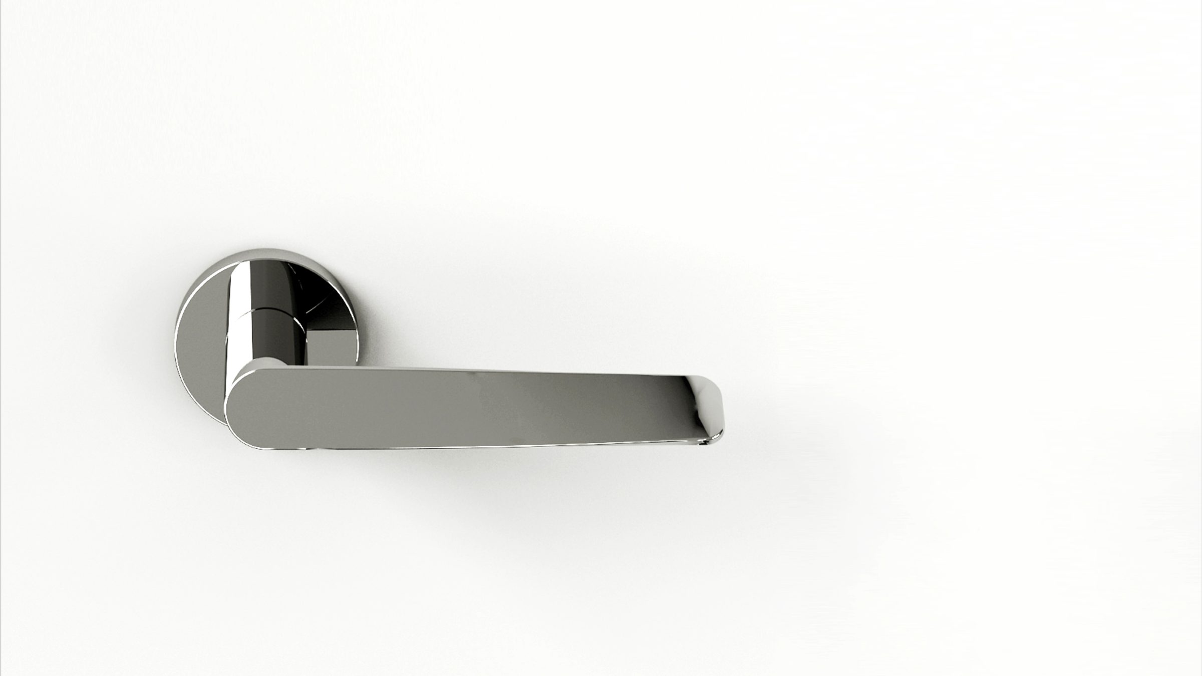 Flex, chrome die-cast door handle with round rose