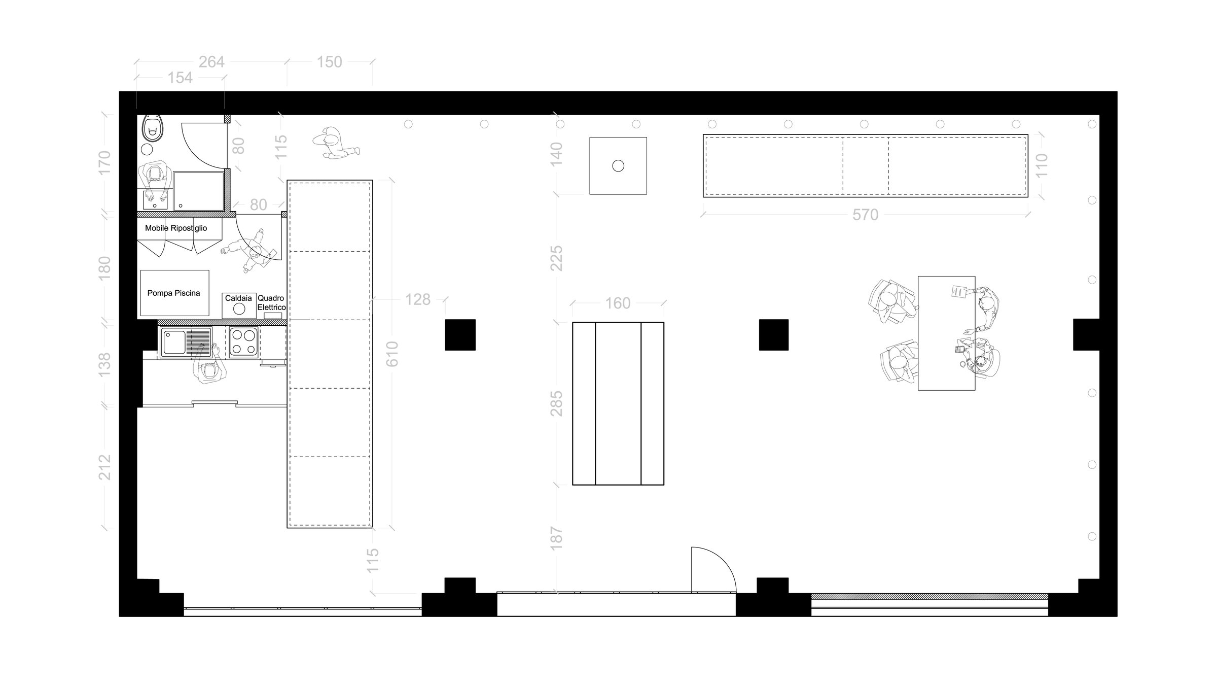 Dettaglio delle finestrature dello showroom